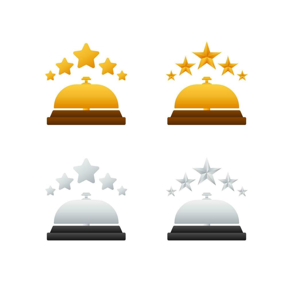 Realistic gold icon of reception bell on white backdrop. Customer help. vector