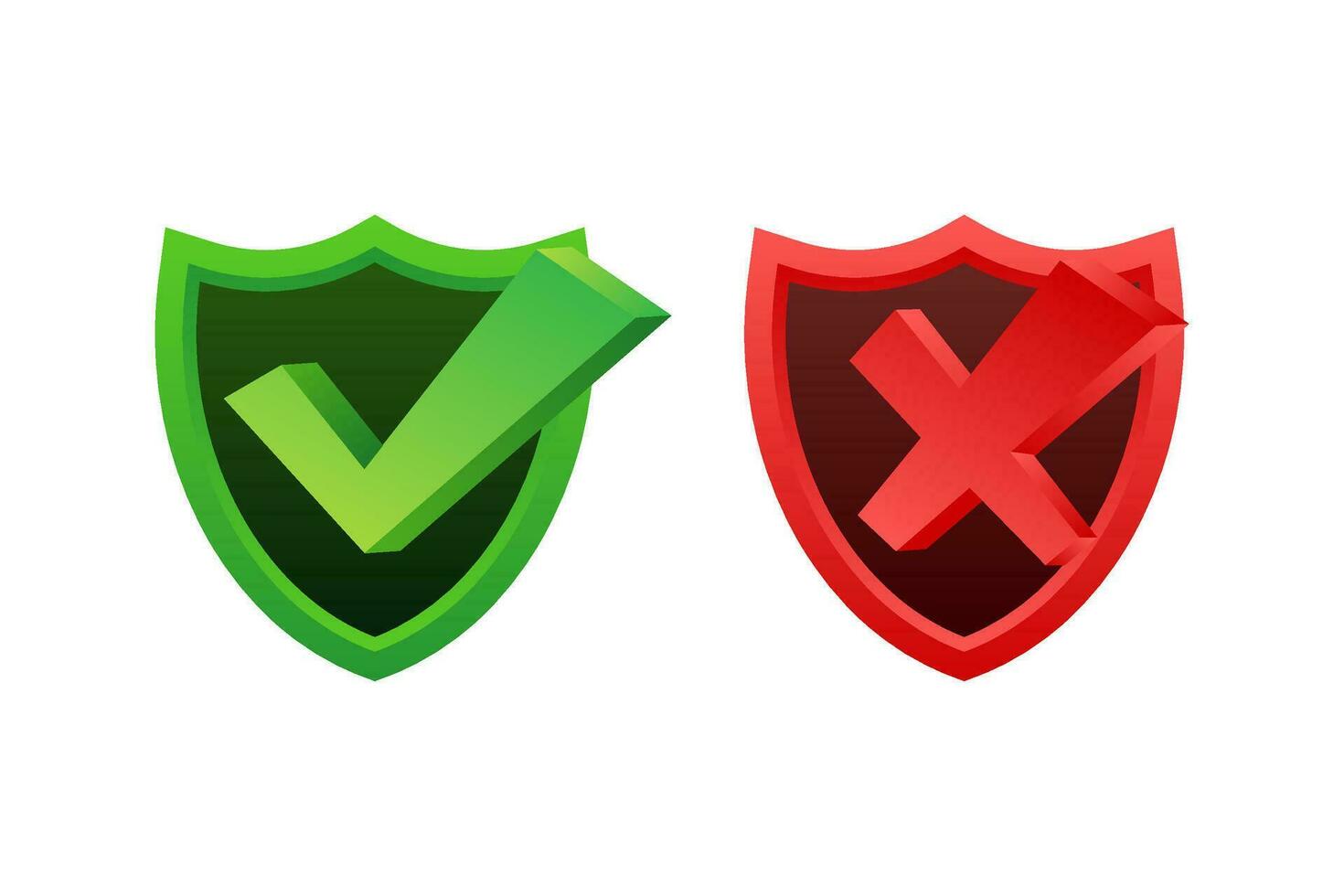 Yes and No Button list icons set, green and red isolated on white