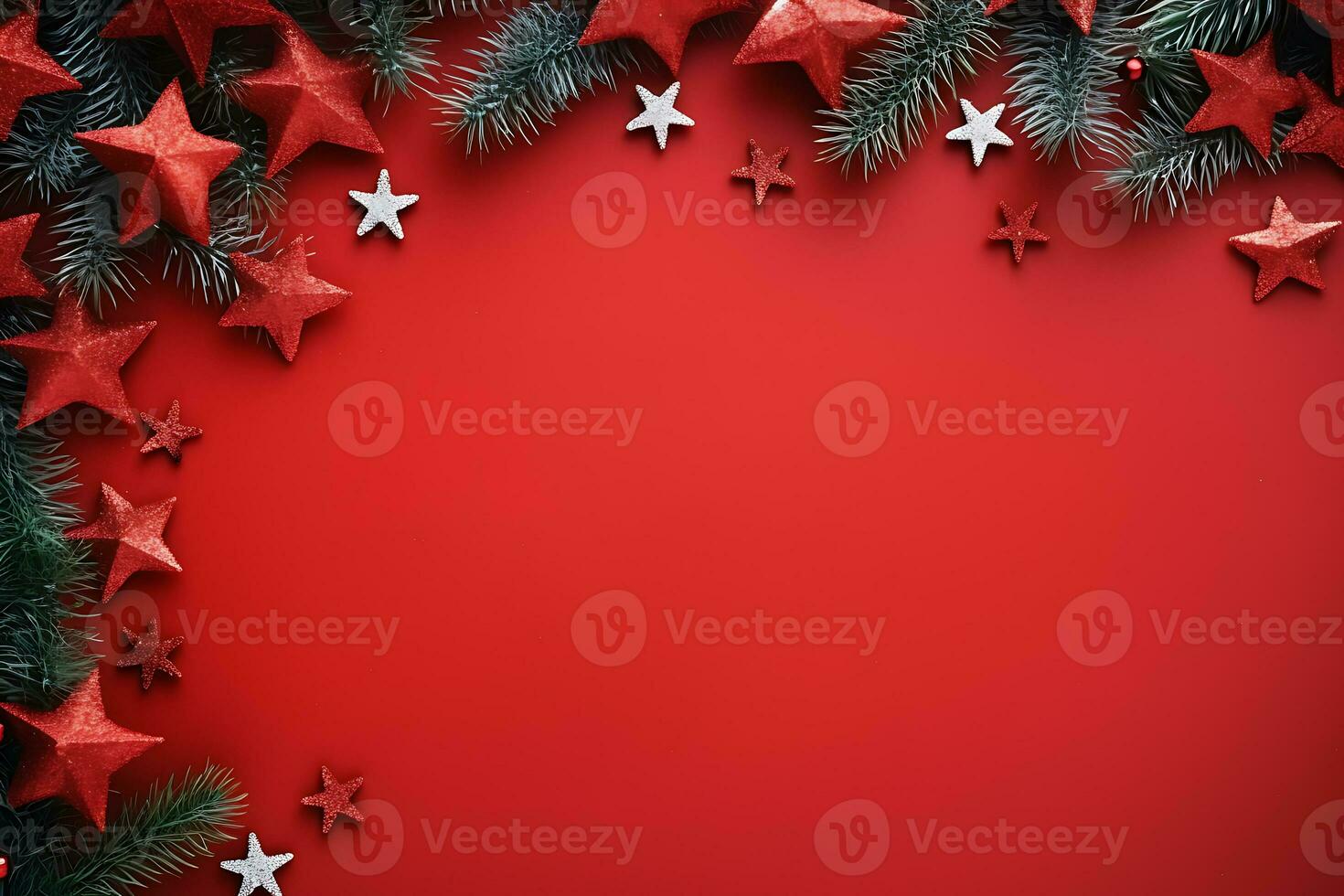 Frame made of Christmas decorations on background, top view with space for text. Winter season. AI Generated photo