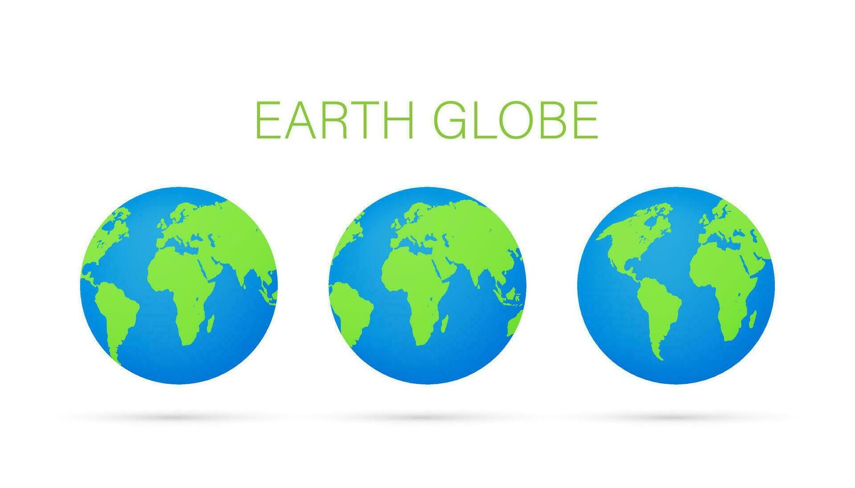 Set Earth globes isolated on white background. Flat planet Earth icon. Vector illustration.