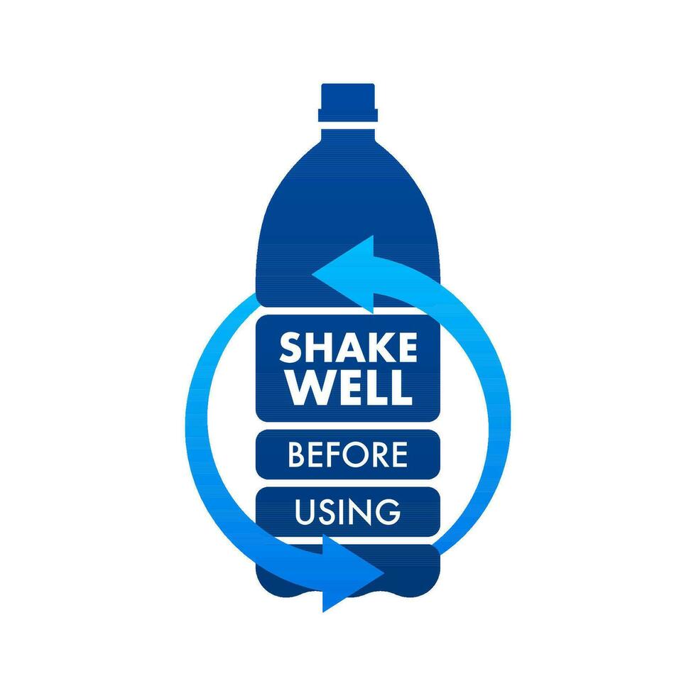 Shake well before using, label. Vector stock illustration