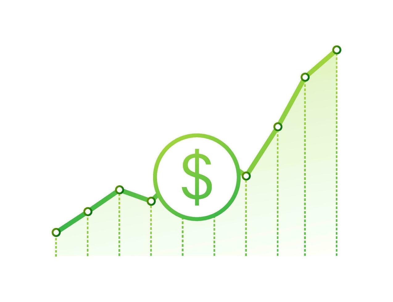 lucro dinero o presupuesto. efectivo y creciente grafico flecha arriba, concepto de negocio éxito. capital ganancias, beneficio. vector valores ilustración