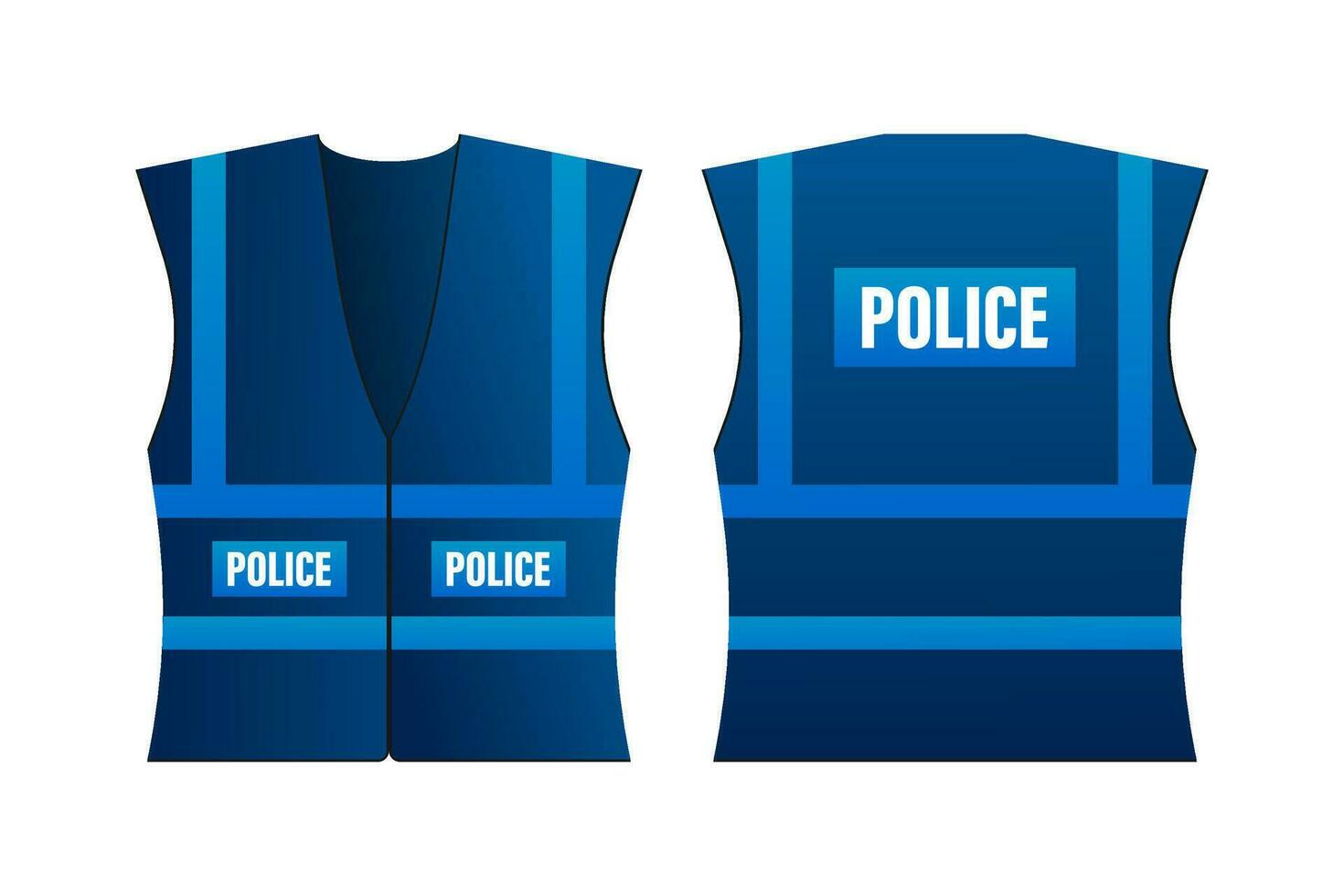 Yellow reflective safety vest for people, Police. Security police safety. Vector stock illustration