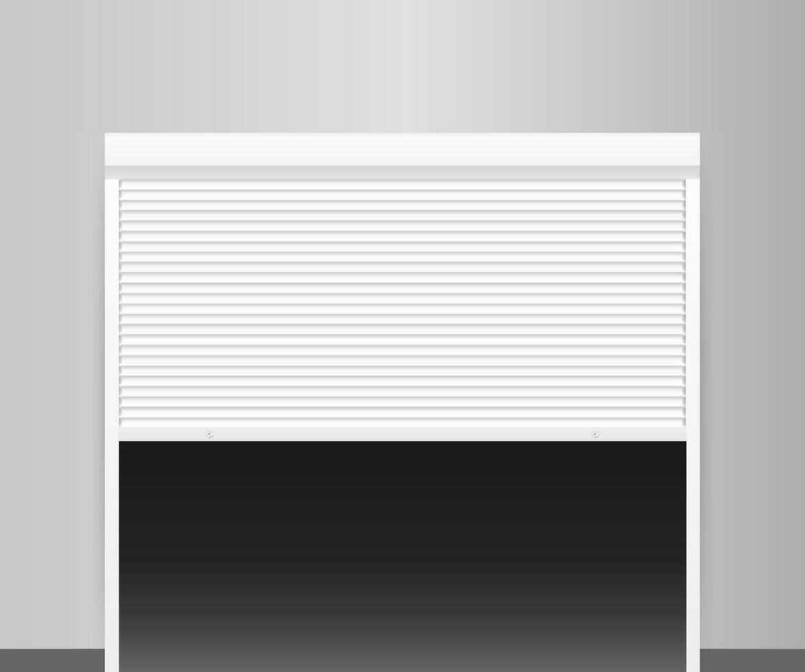 Vector Door with Rolling Shutters on white background. Vector stock illustration.