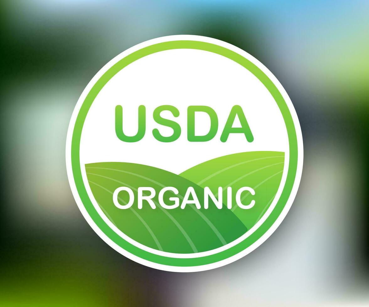 USDA organic emblems, badge, Sticker, logo icon Vector stock illustration