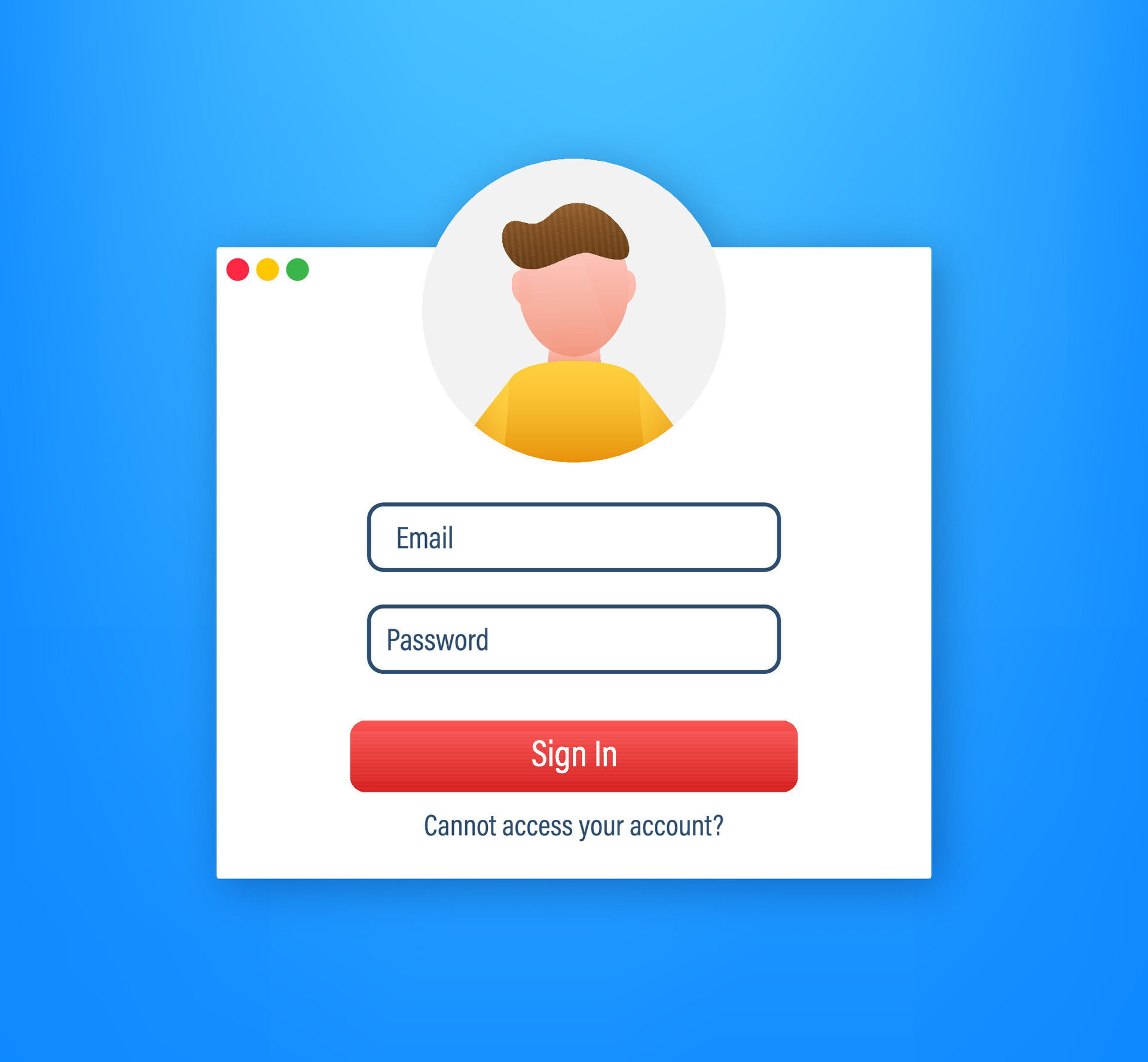 Login page on laptop screen. Notebook and online login form, sign in