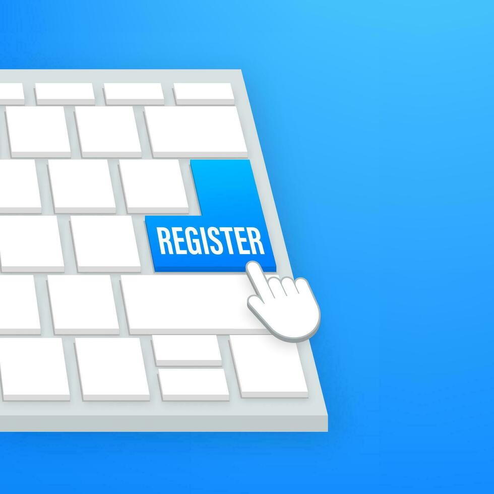 Register with cursor button. Internet icon. Pointer click icon. Vector stock illustration