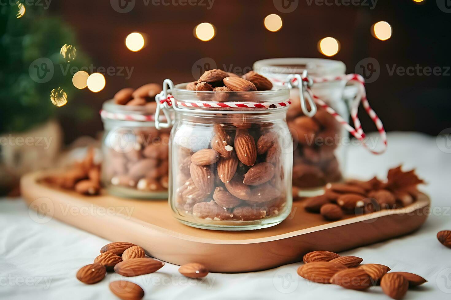 Candied caramel roasted nut for christmas for display. AI Generated. photo