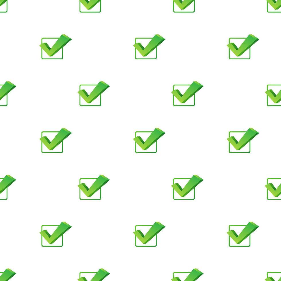 Checkmark. Green approved pattern on white background. Vector stock illustration