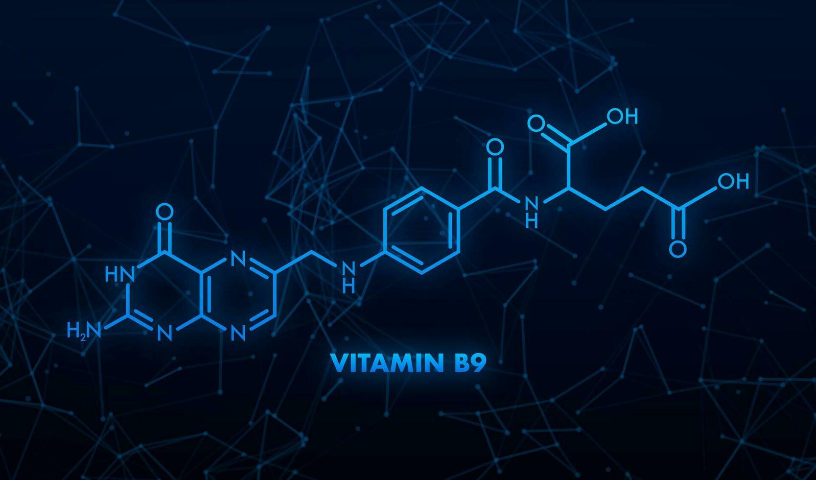 vitamina b9 fórmula. estructural fórmula de vitamina b9. vector