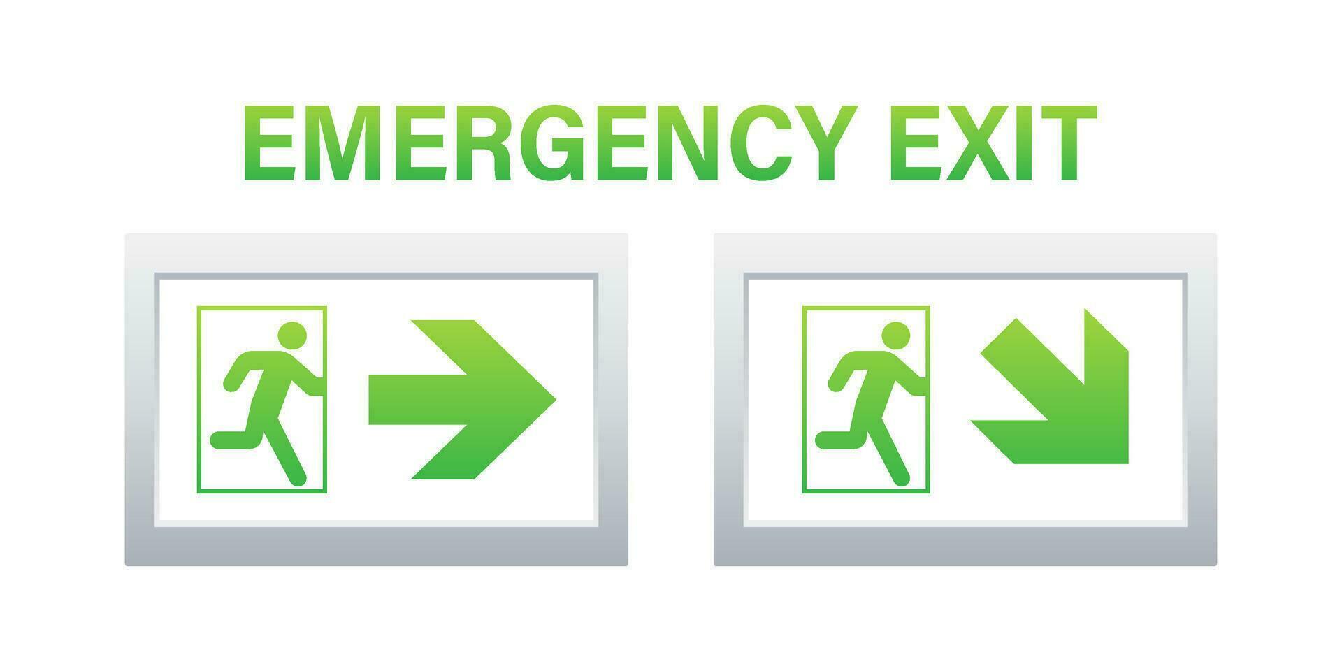 Emergency exit sign. Protection symbol. Fire icon. Vector stock illustration