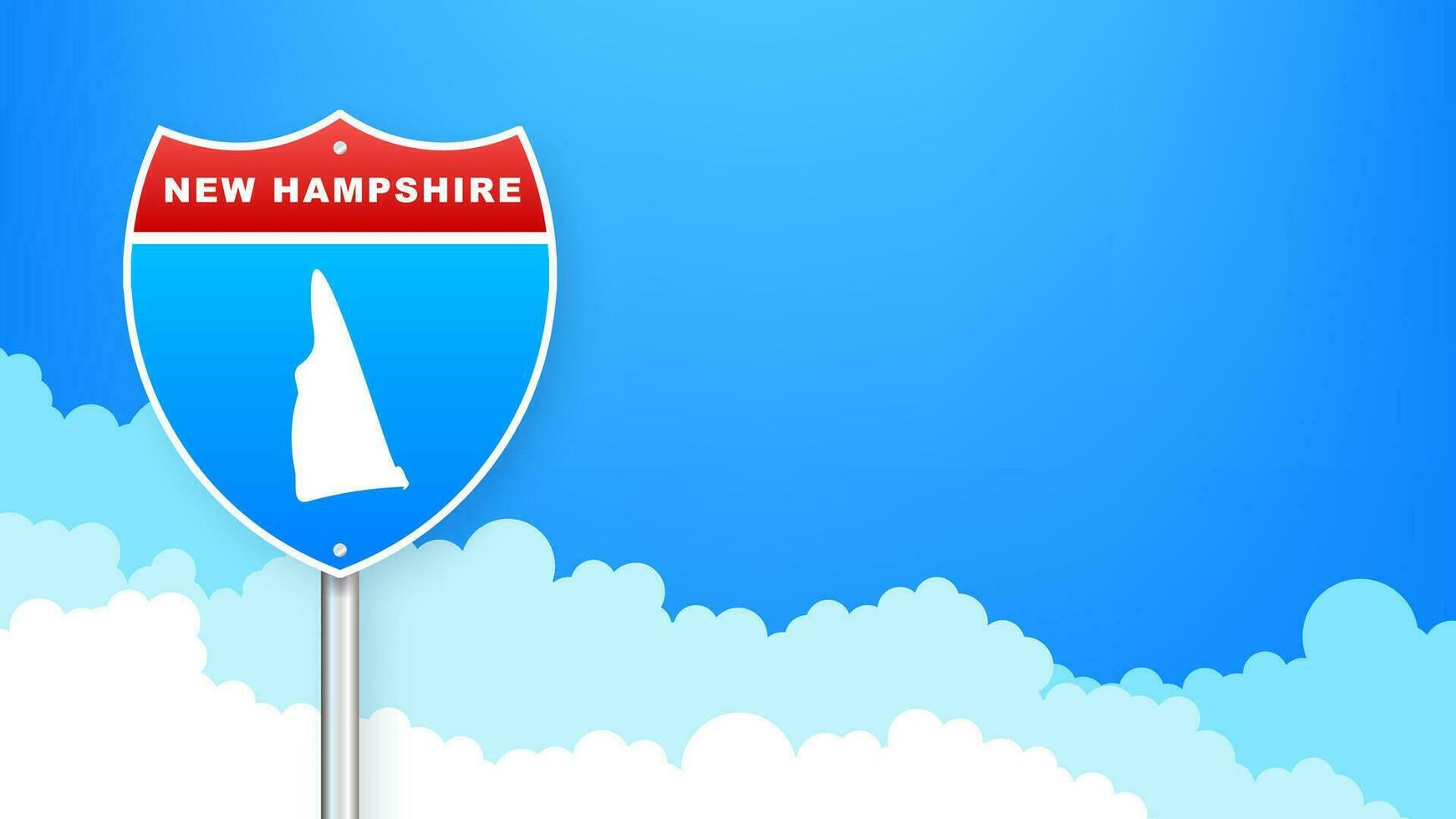 New Hampshire map on road sign. Welcome to State of New Hampshire. Vector illustration