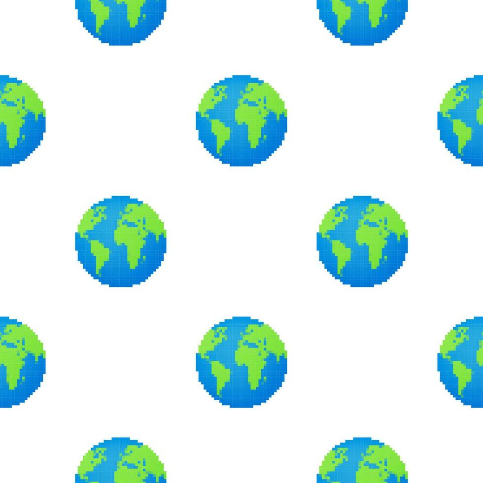 Earth globes pattern on white background. Flat planet Earth icon. Vector illustration