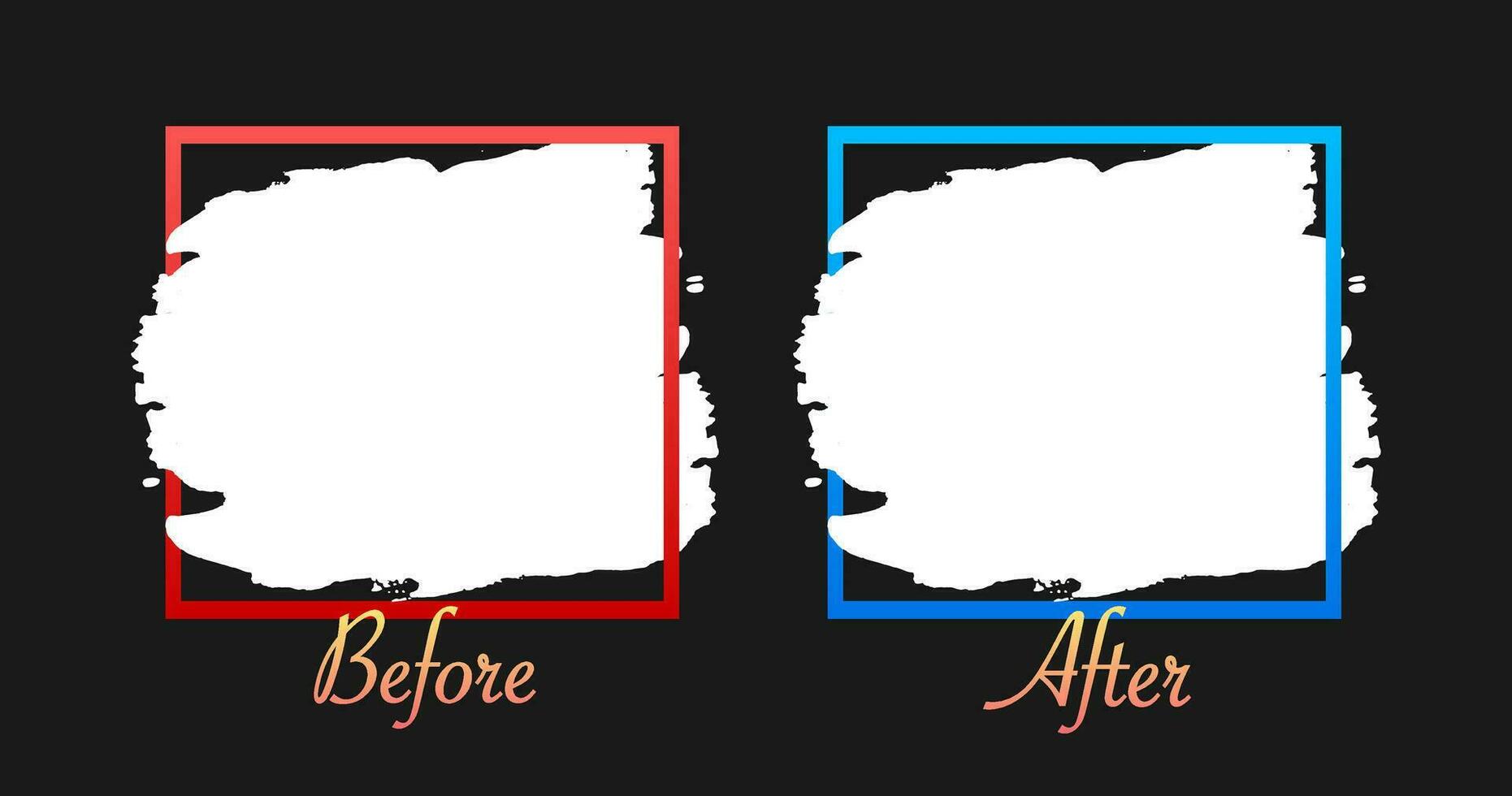 Colorful before and after frames. Vector illustration. Vector template. Design template