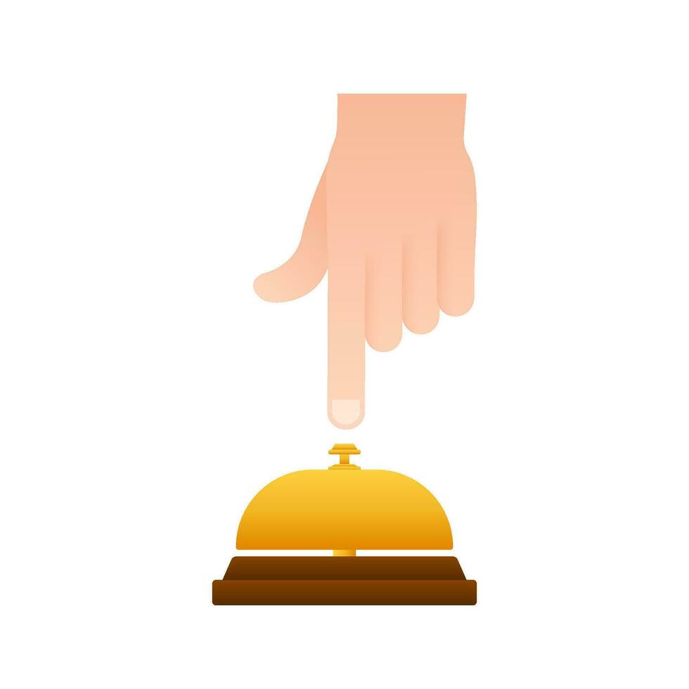 Realistic gold icon of reception bell on white backdrop. Customer help. vector