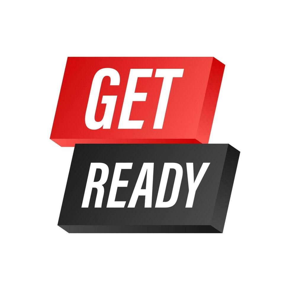 Megaphone with Get ready. Megaphone banner. Web design. Vector stock illustration.