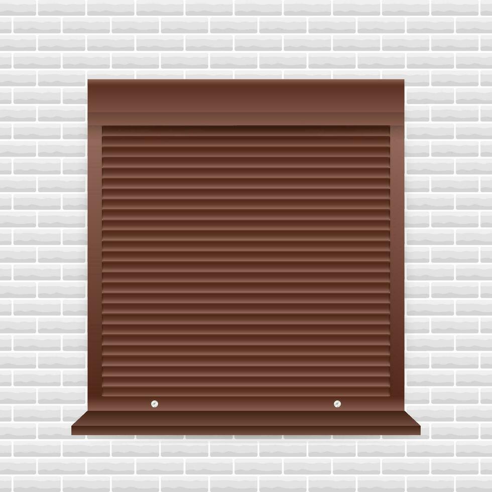 Roll up shutter on white backgroun. vector stock illustration.