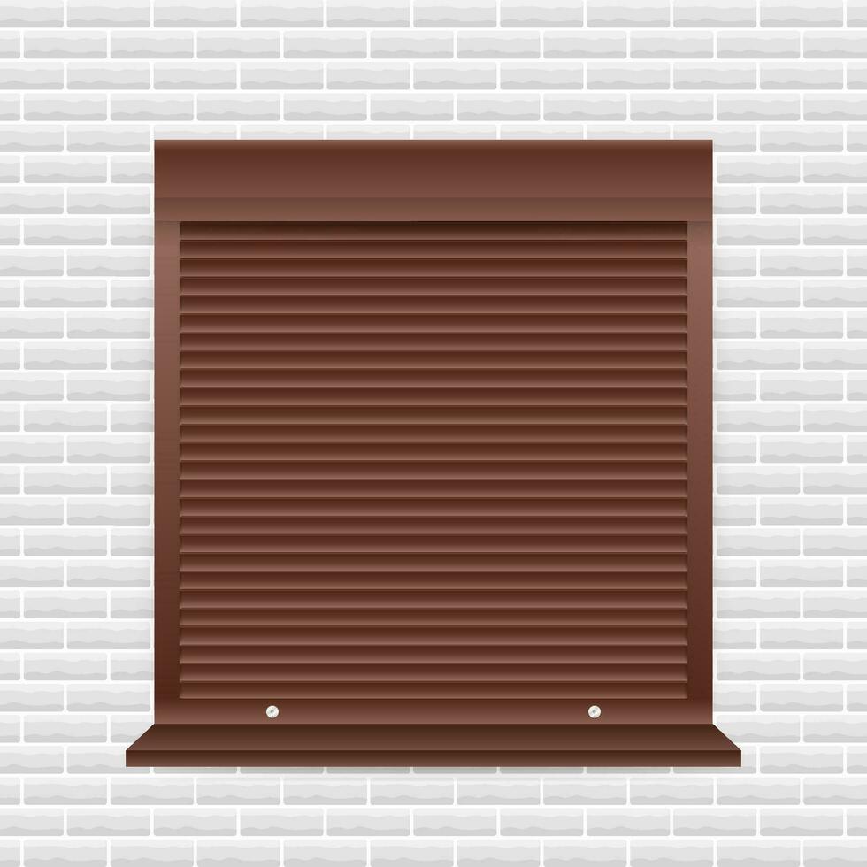 Roll up shutter on white backgroun. vector stock illustration.