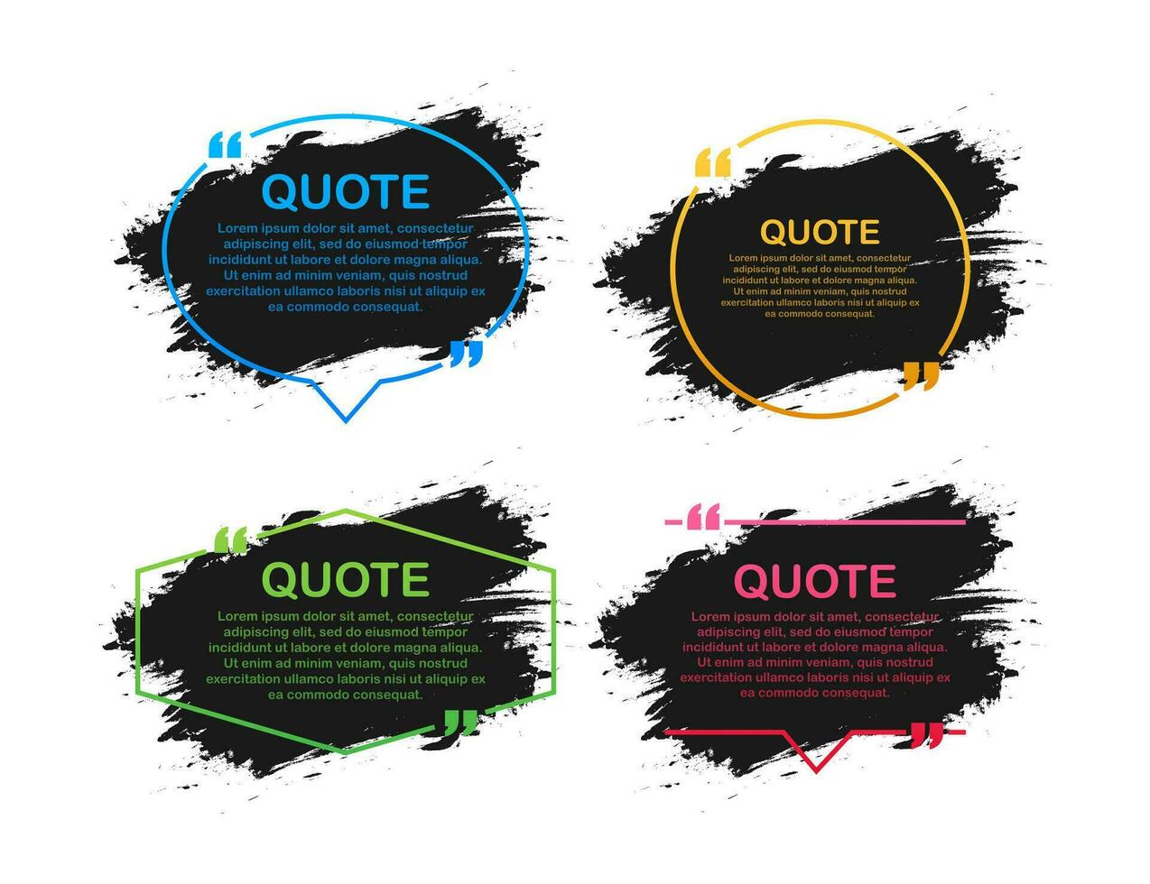 Quote template conceptual brackets grunge brush. Hand drawn acrylic stroke, quote template. Vector stock illustration.