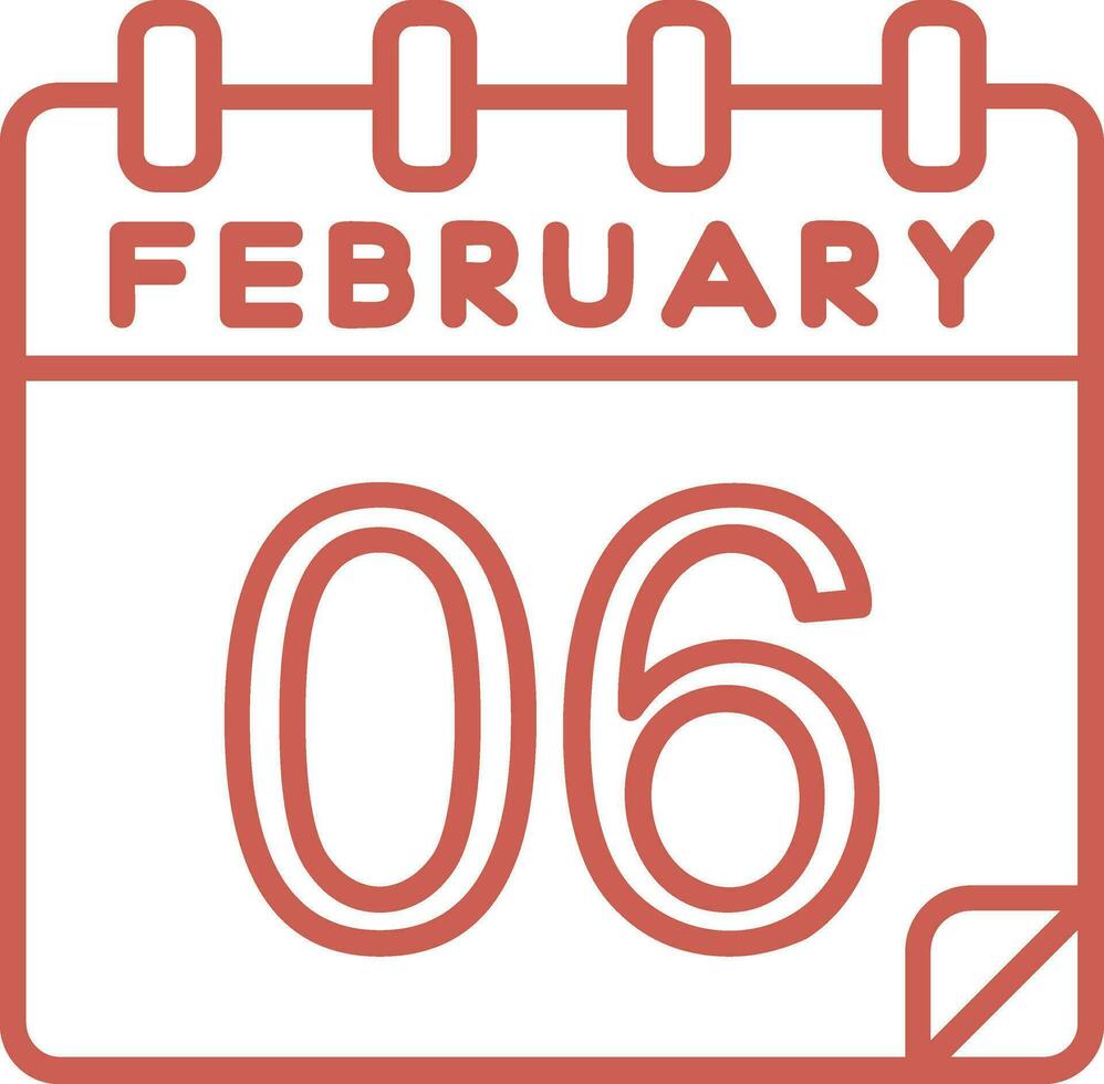 6 February Vector Icon