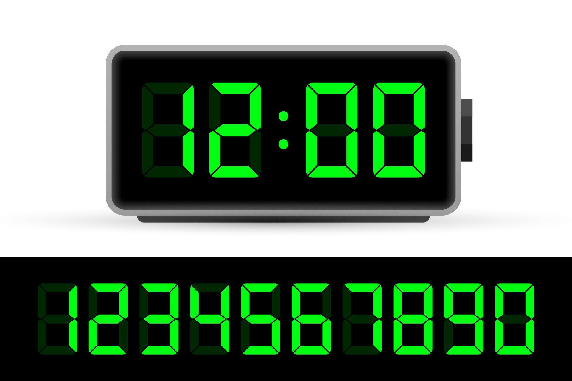 Digital clock number set. Time icon. Design element. Vector stock