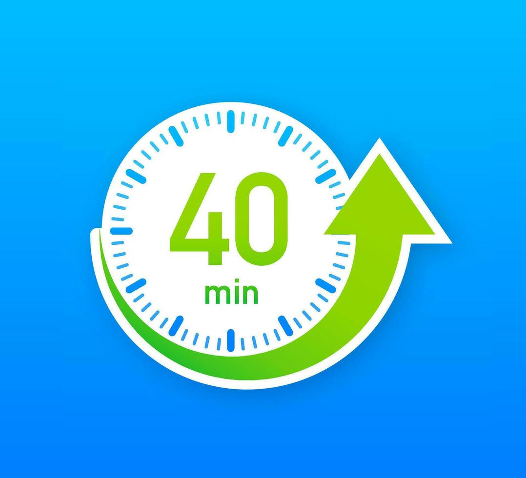 The 40 minutes, stopwatch vector icon. Stopwatch icon in flat style, timer on on color background. Vector illustration