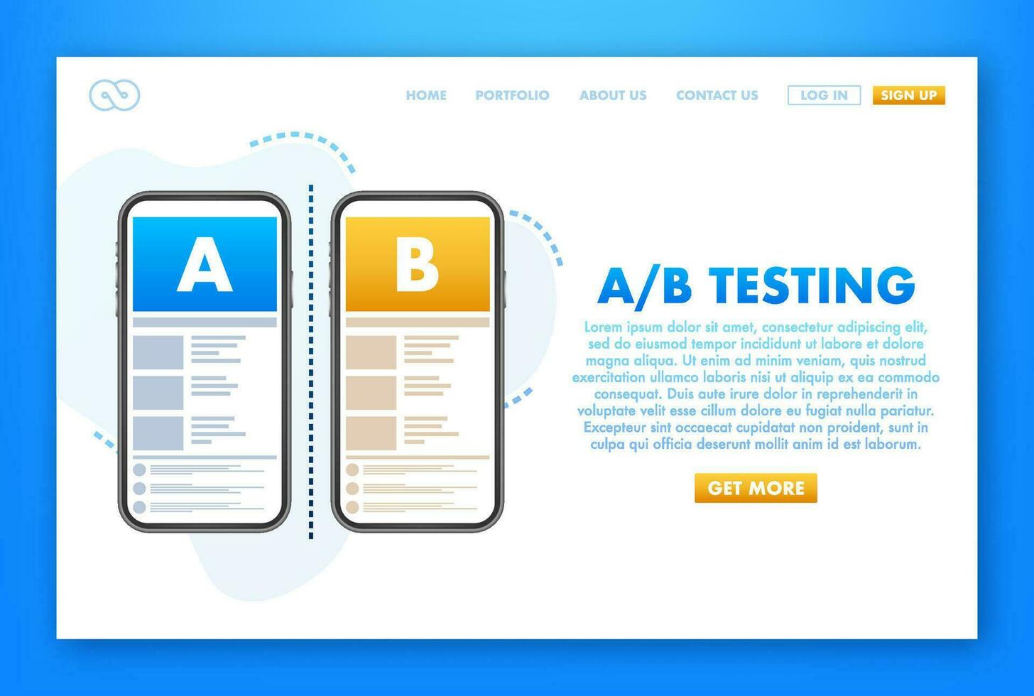 ab pruebas, división prueba. error fijación, usuario comentario. página principal aterrizaje página modelo. vector valores ilustración