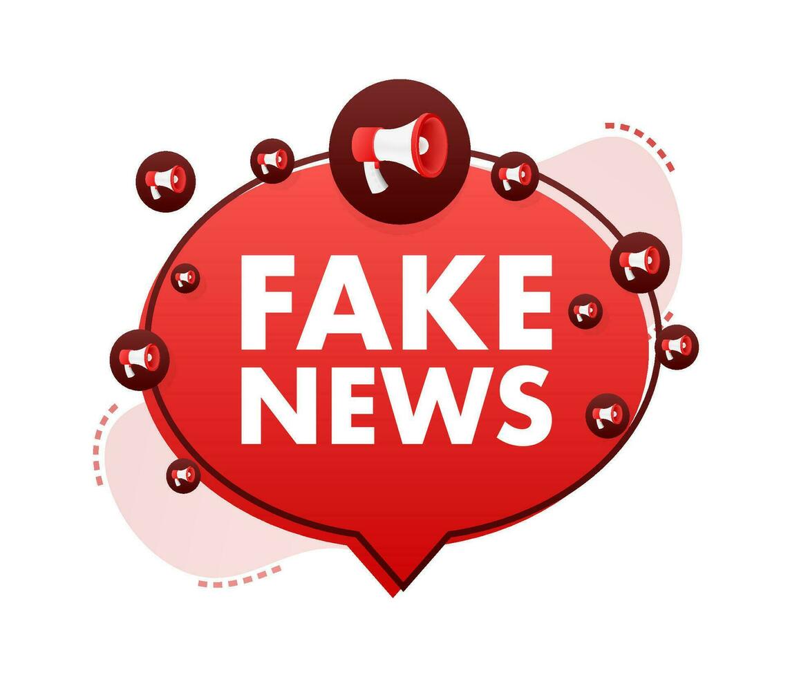 Fake news megaphone, electronic internet fraud. Vector illustration
