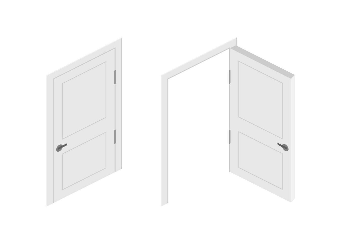 Open end closed door. Interior design. Business concept. Front view. Home office concept. Business success vector