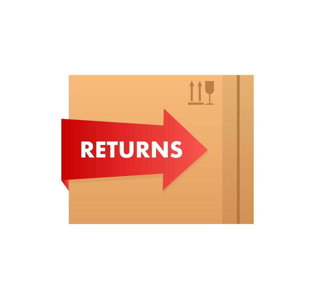 Returns box, great design for any purposes. Vector concept. Courier service delivery.
