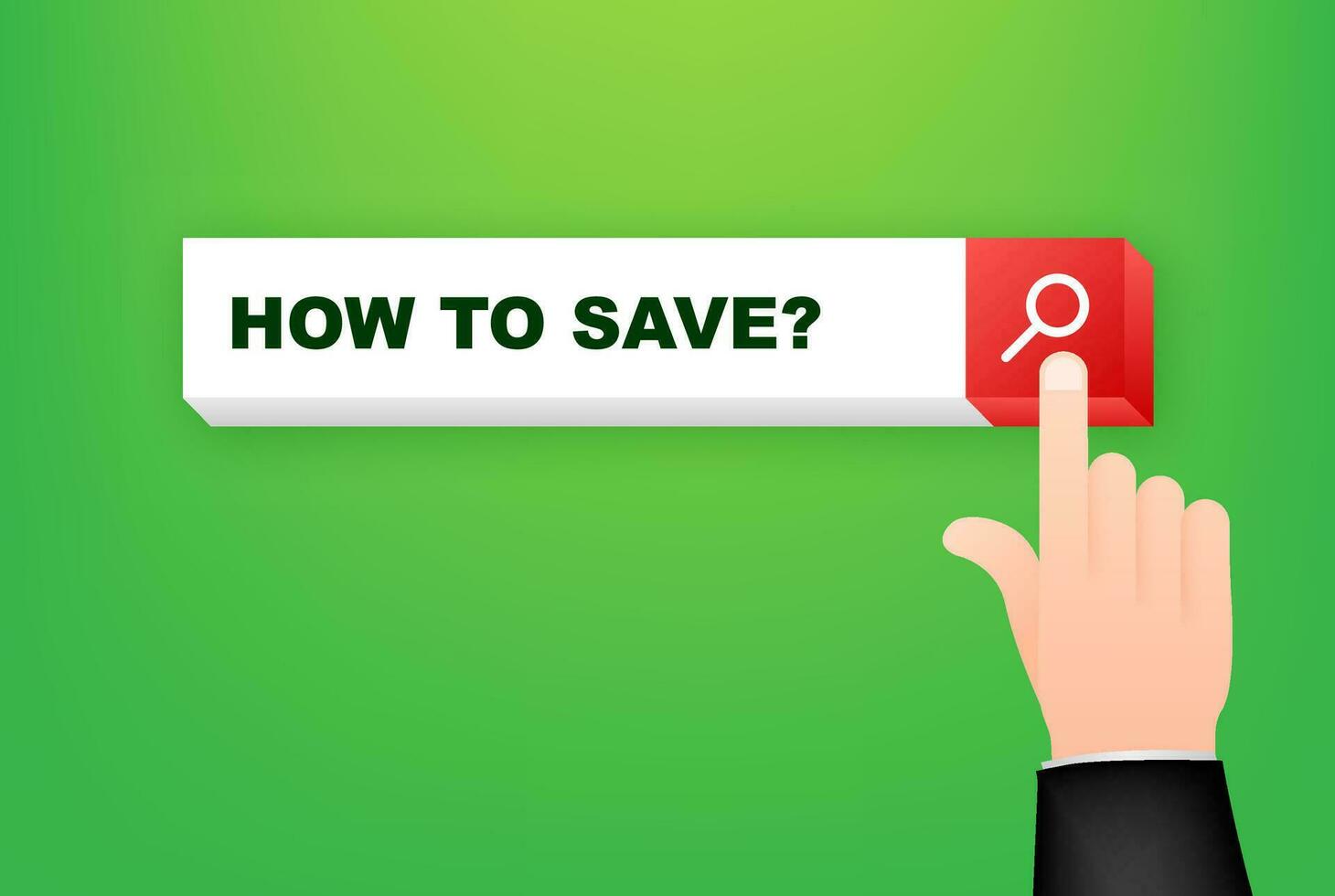 How to save search line on green background. Vector illustration