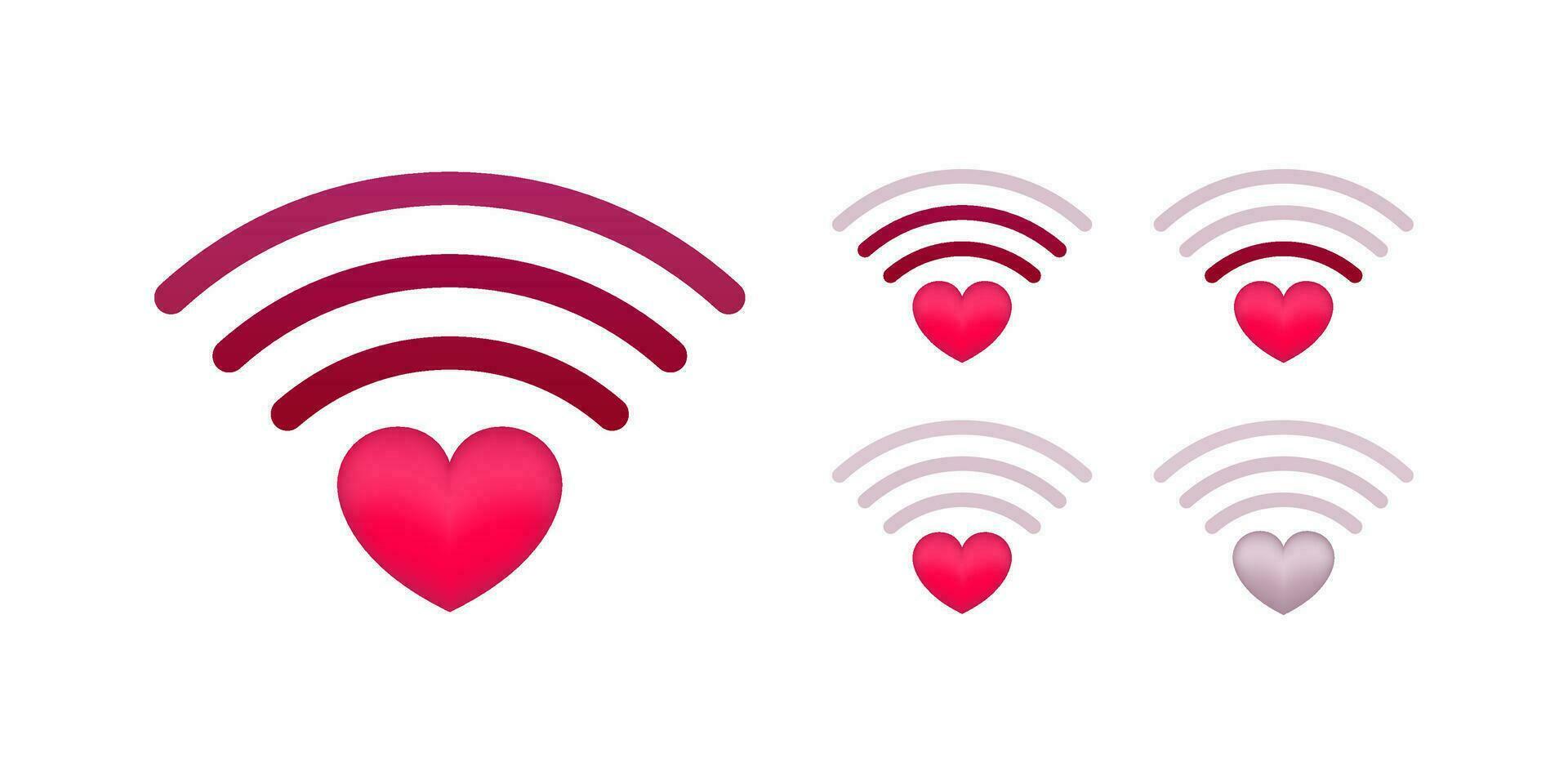amor Wifi inalámbrico Wisconsin fi punto de acceso Internet red. corazón señal. amor conexión. vector valores ilustración