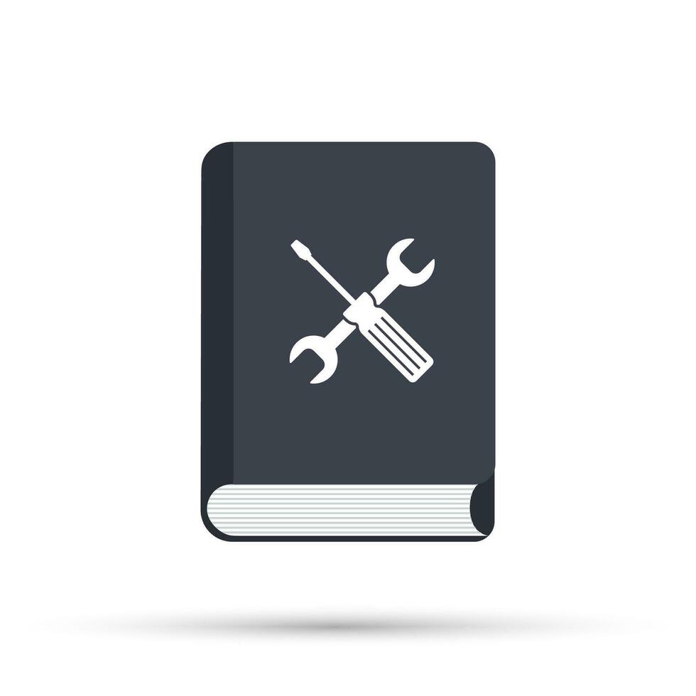 Instruction Book. User Manual book icon on white background. Vector illustration.