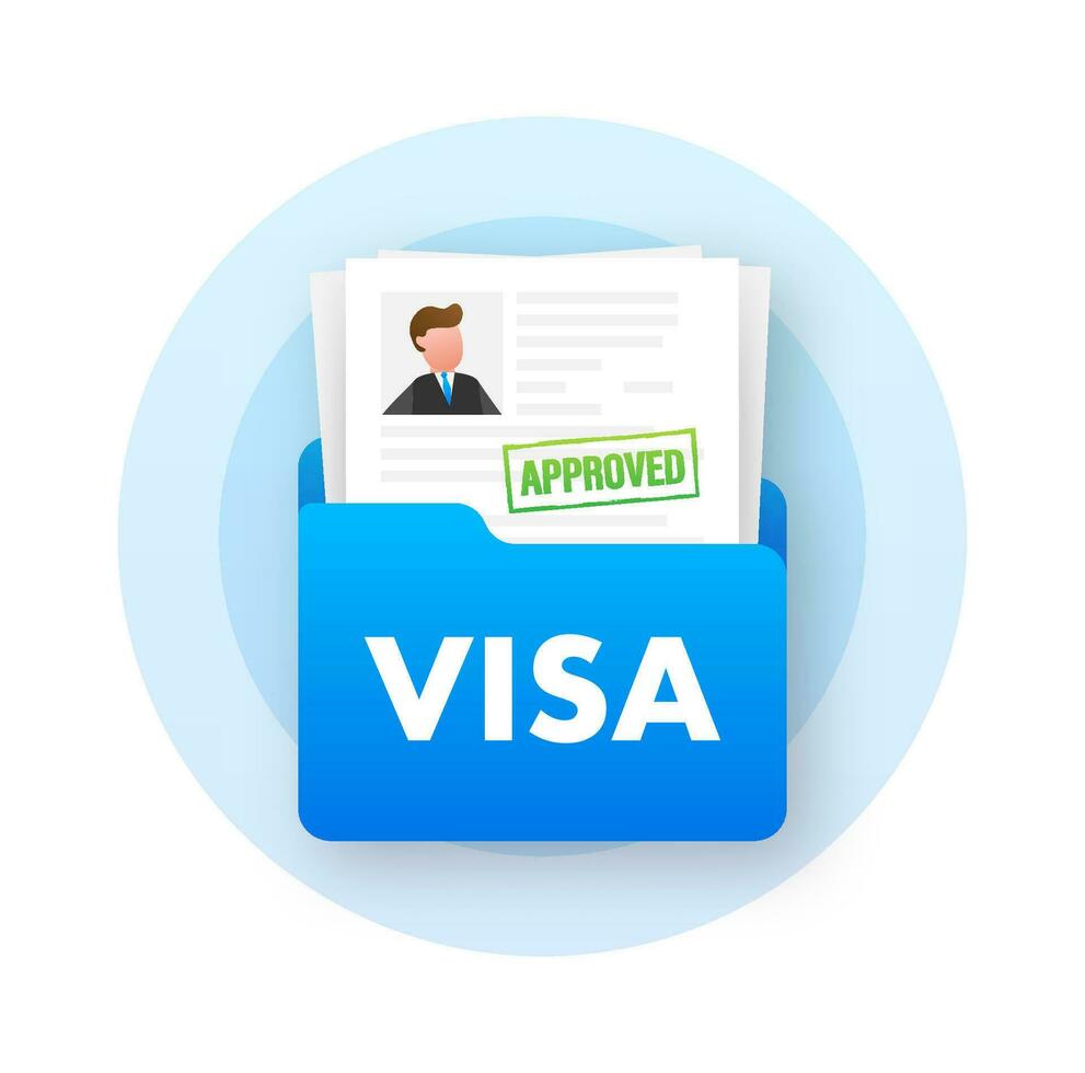 Clipboard with visa application. Travel approval. Immigration visa. Vector stock illustration