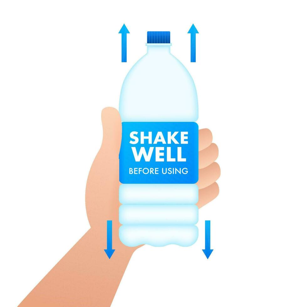 Shake well before using, label. Vector stock illustration