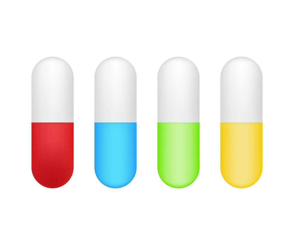 Capsule pill. Realistic pills blister with capsules on white background. Vector illustration.