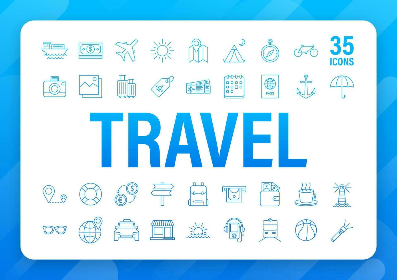 Set travel icon for web design. Business icon. Vector stock illustration