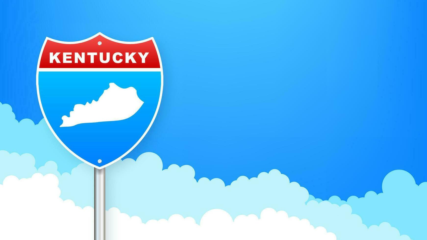 Kentucky mapa en la carretera signo. Bienvenido a estado de Kentucky . vector ilustración