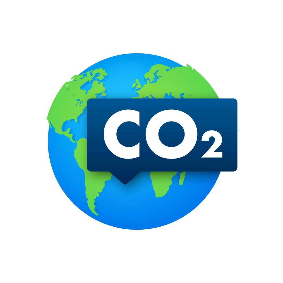 CO2 logo in flat style isolated on empty background. Flat icon on white backdrop. Vector logo illustration.