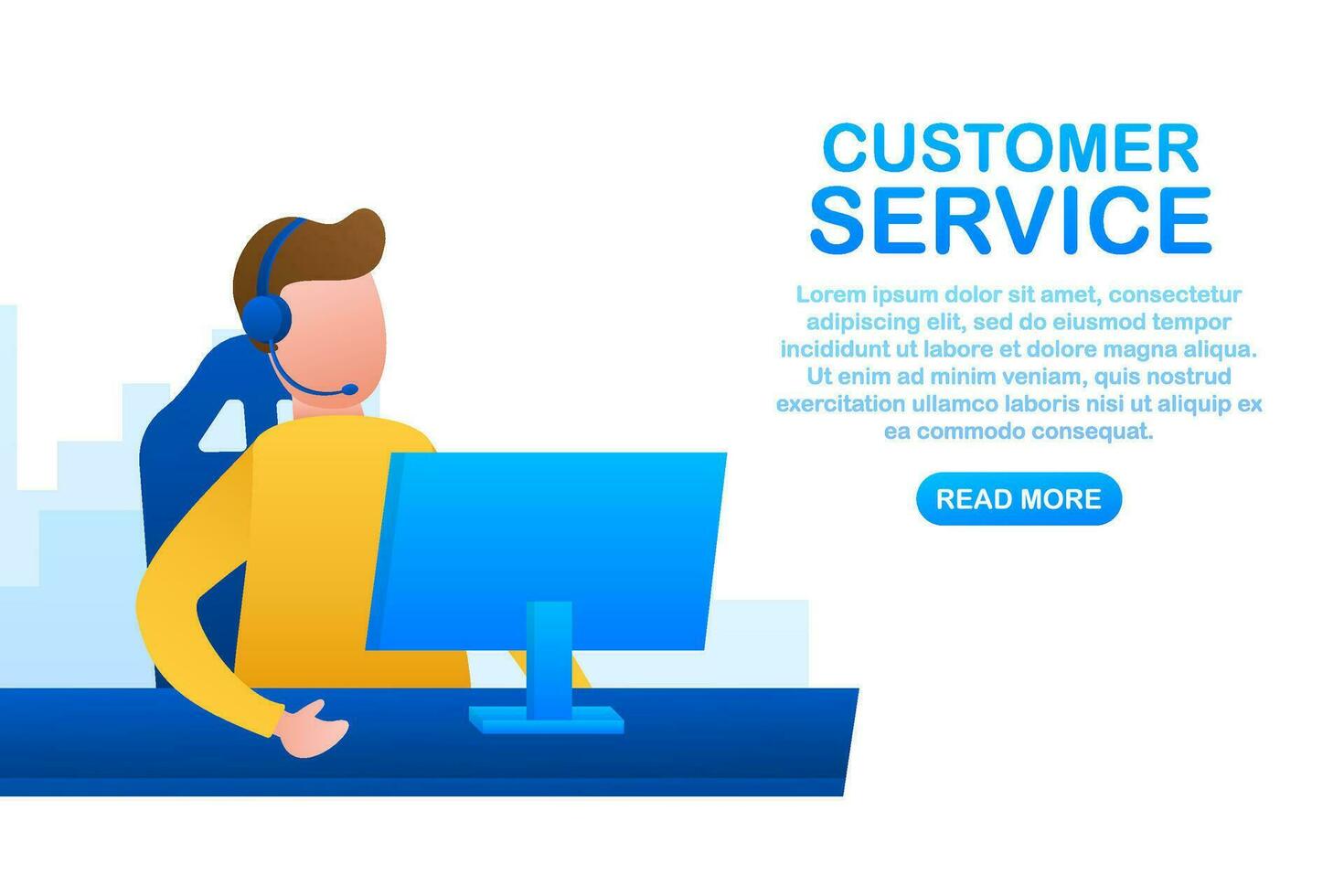 Customer service. Call center landing page. Online support center, assistance. Vector stock illustration