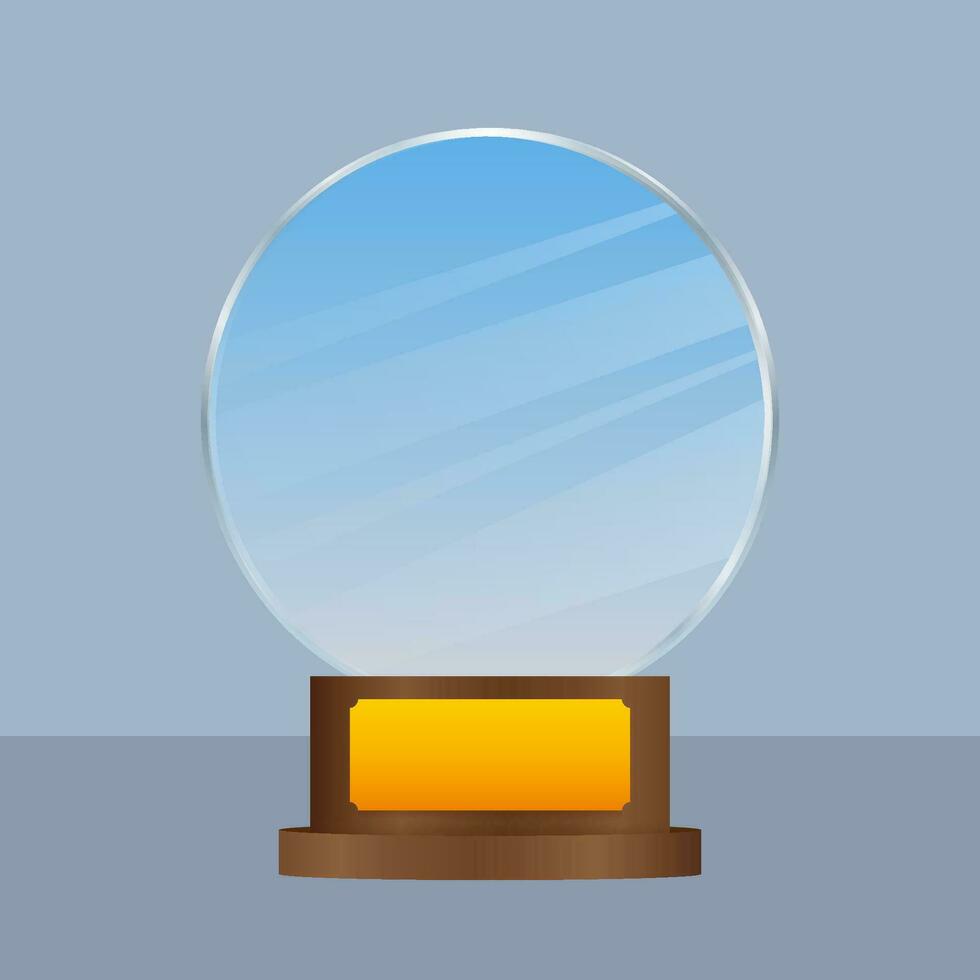 Glass award concept background. Golden trophy clipart. Vector template. Template for banner design. Winner certificate