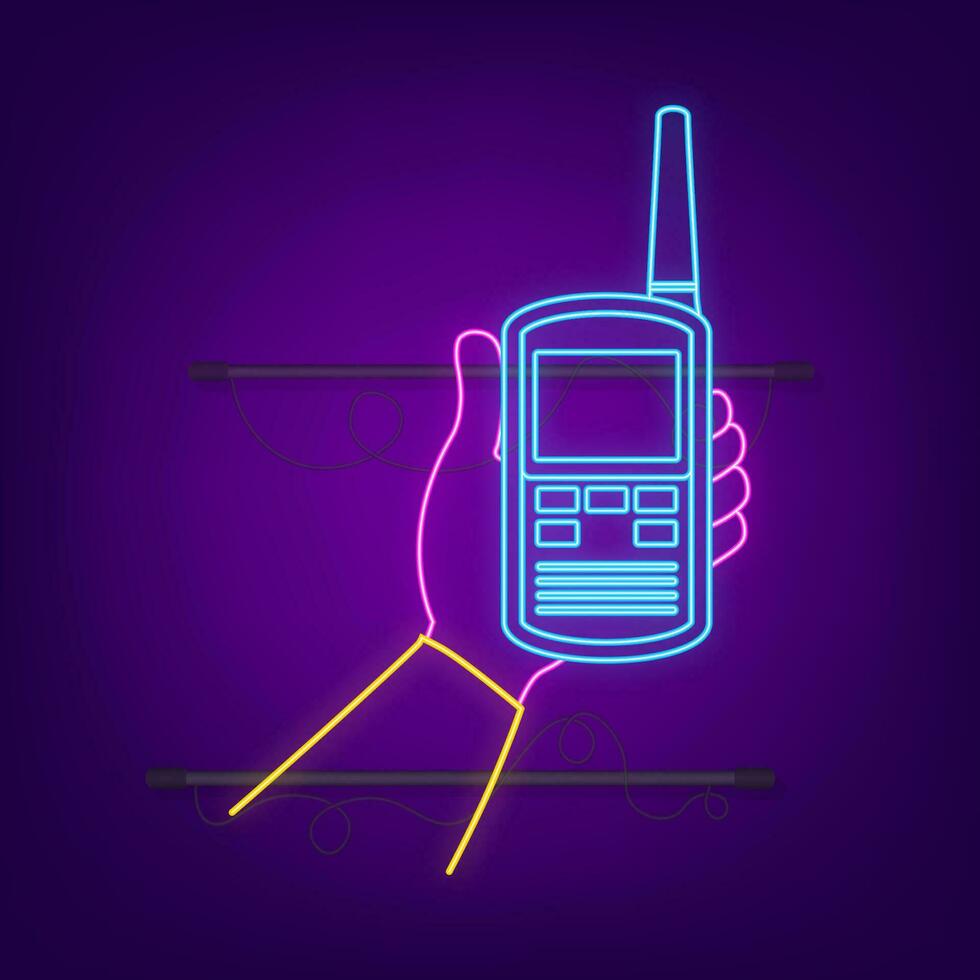 Flat walky talky for concept design. Neon. Vector isolated illustration.