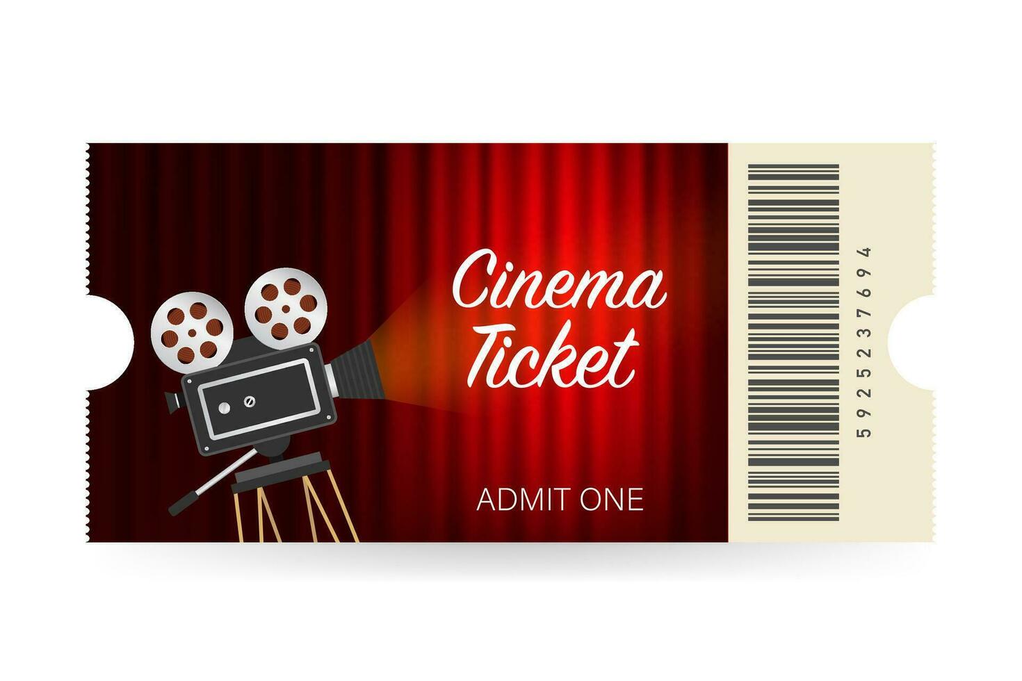 Cinema tickets isolated on white background. Realistic front view. Movie banner. Cinema Movie Tickets Set. Vector stock illustration