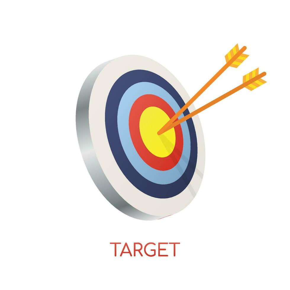 Target with an arrow flat icon concept market goal vector picture image. Concept target market