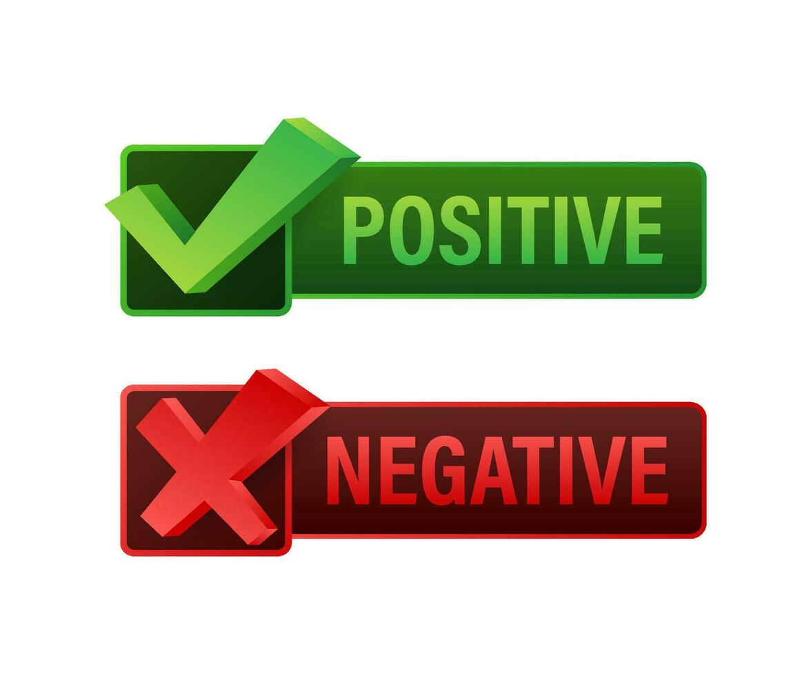 Positive and negative stamp for concept design. Covid pcr test vector line icon Illustration for medical design. . Checkmark right vector icon