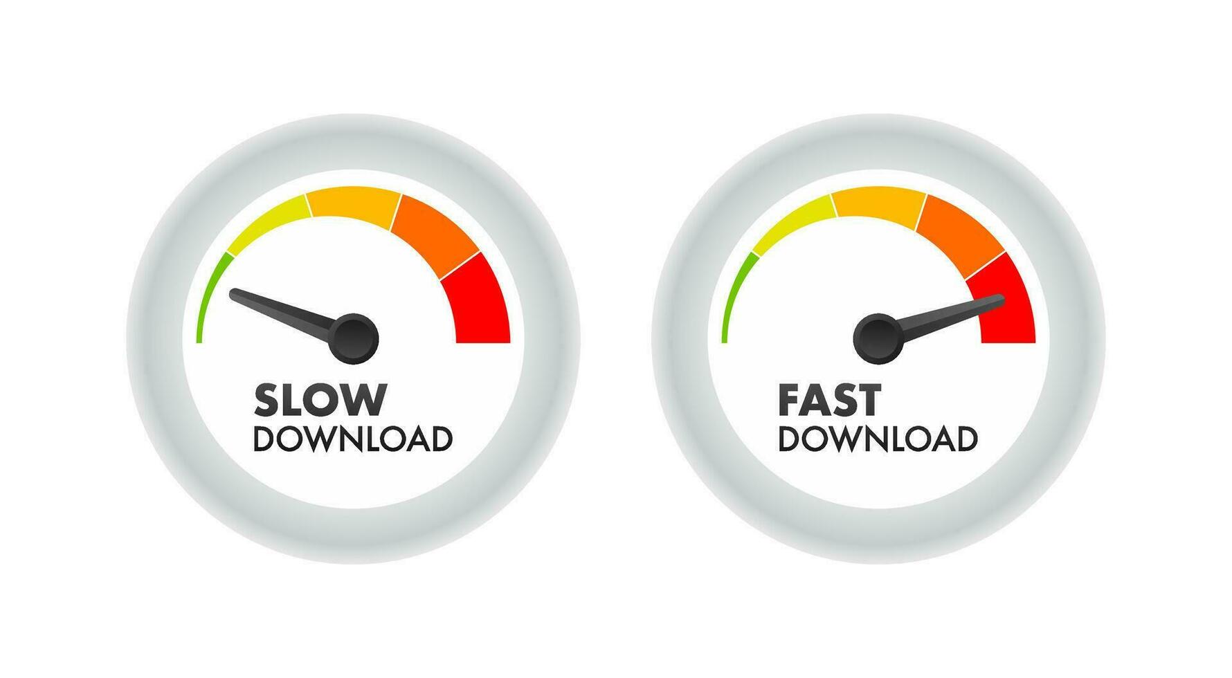 velocímetros con lento y rápido descargar. vector valores ilustración