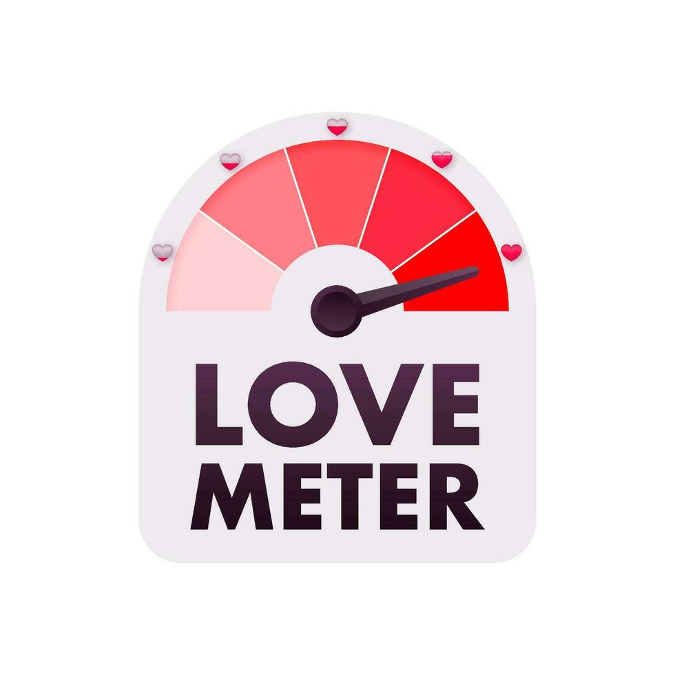 Love meter, heart indicator. Valentines day concept. High speed. Vector stock illustration