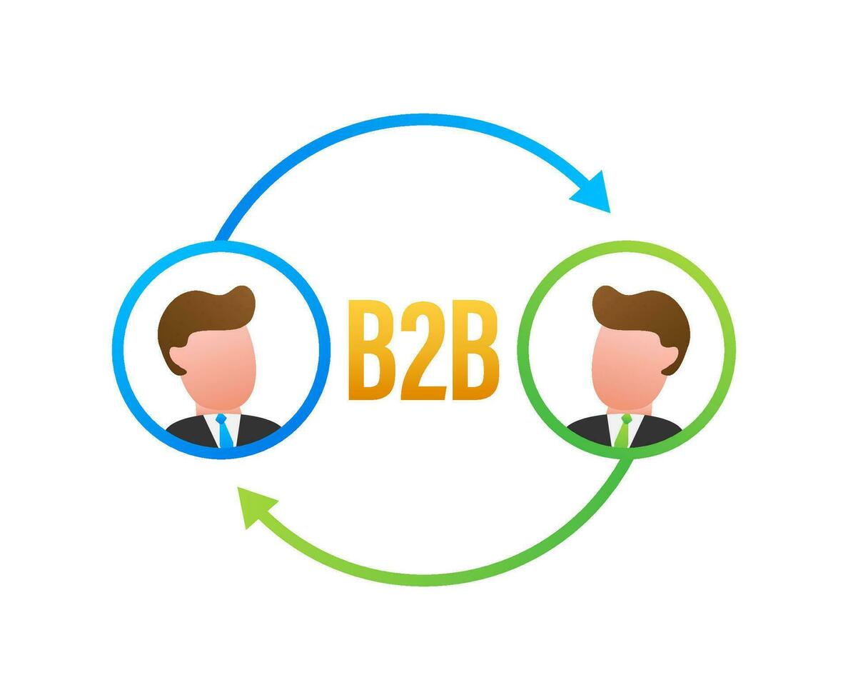 B2B sales person selling products. Business to business sales, B2B sales method. Vector illustration