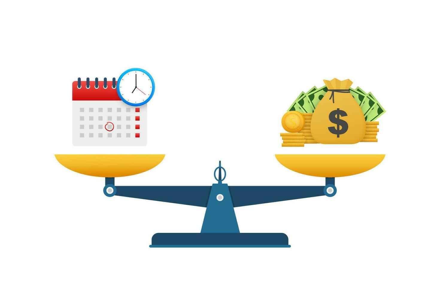 Time management is comparing money. Vector illustration
