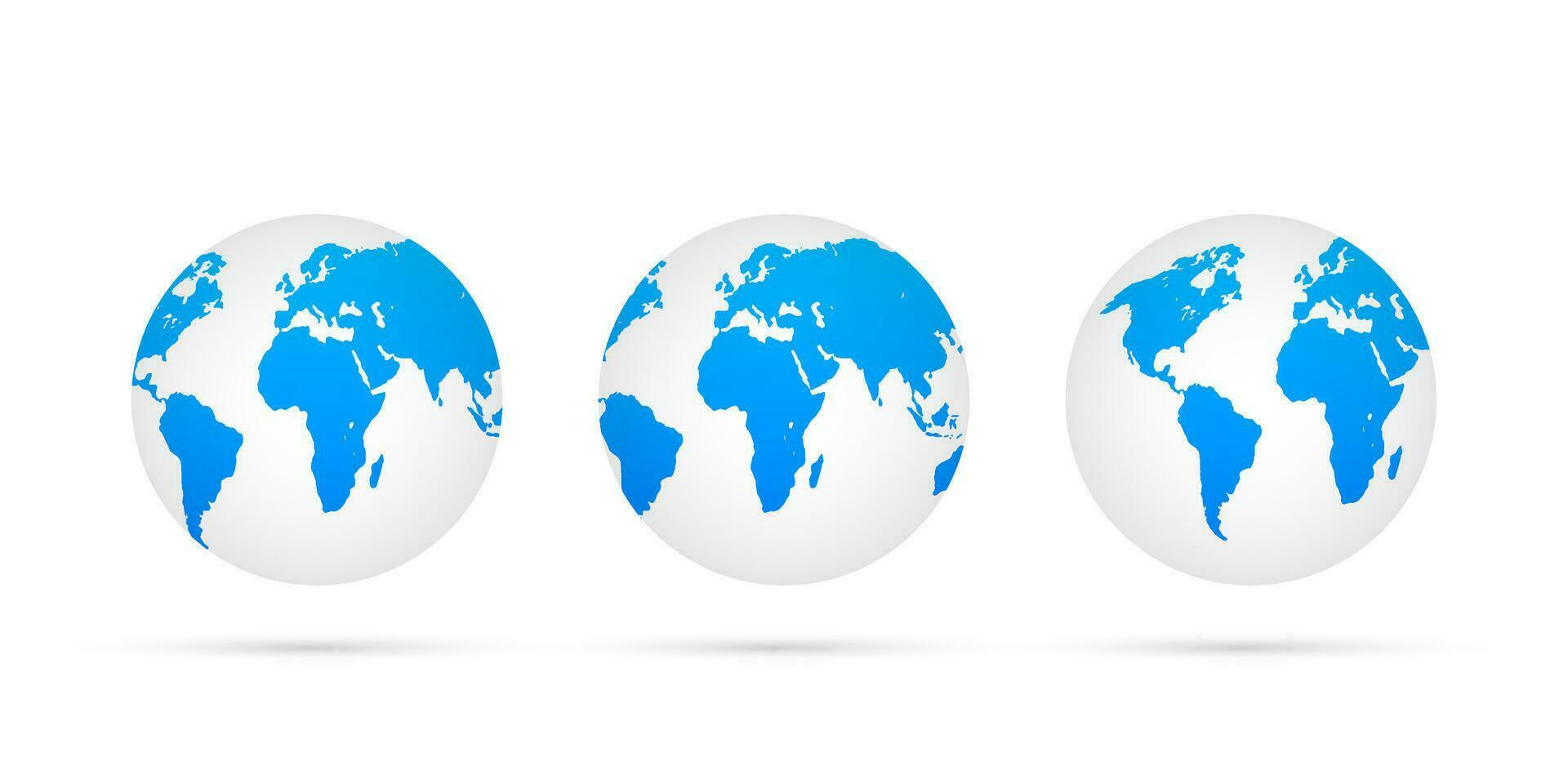 Earth globes isolated on white background. Flat planet Earth icon. Vector stock illustration